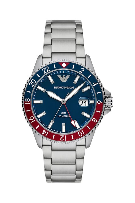 Ρολόι Emporio Armani Diver GMT χρώμα: ασημί, AR11590