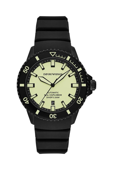 Ρολόι Emporio Armani SEA EXPLORER χρώμα: μαύρο, AR60085