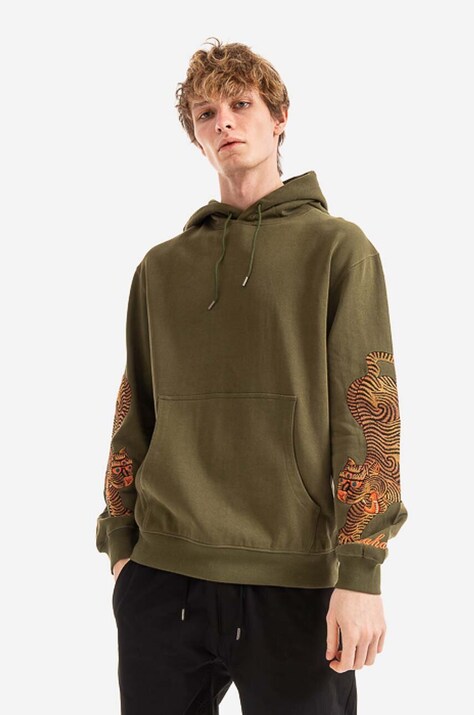 Βαμβακερή μπλούζα Maharishi Bluza Maharishi 8031 OLIVE χρώμα: πράσινο, με κουκούλα