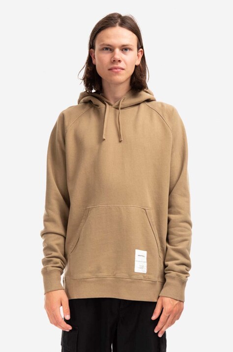 Βαμβακερή μπλούζα Norse Projects Kristian Tab Series Hood χρώμα: καφέ, με κουκούλα F30