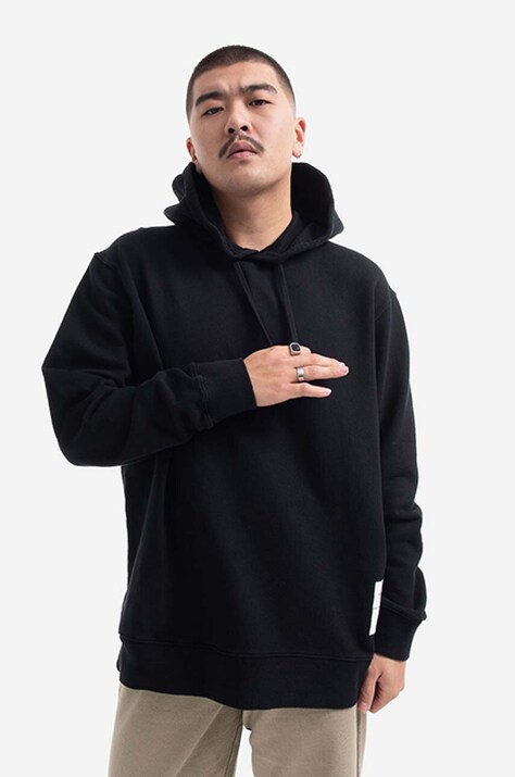 Βαμβακερή μπλούζα Norse Projects Fraser Tab Series Hoodie χρώμα: μαύρο, με κουκούλα F30