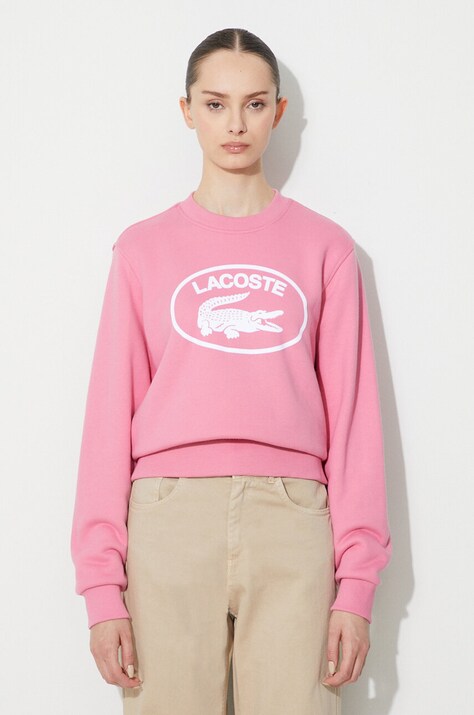 Βαμβακερή μπλούζα Lacoste χρώμα: ροζ