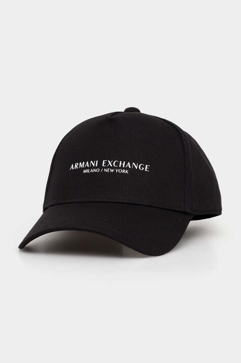 Βαμβακερό καπέλο του μπέιζμπολ Armani Exchange χρώμα: μαύρο, 944207 3R130