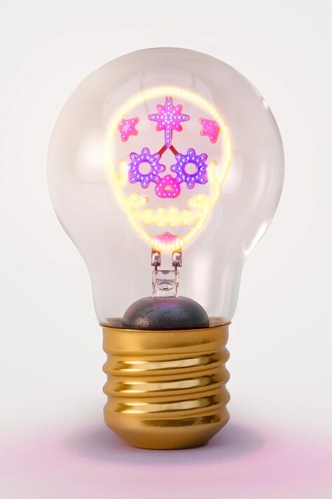 Ασύρματο φωτιστικό led Luckies of London Skull Cordless Lightbulb χρώμα: πολύχρωμο
