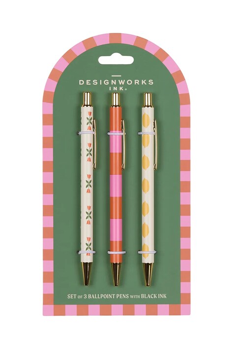 Σετ στυλό  Flower, Stripe, Lemon 3-pack χρώμα: πολύχρωμο