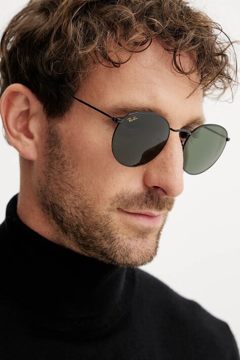Γυαλιά ηλίου Ray-Ban ROUND METAL χρώμα: μαύρο, 0RB3447