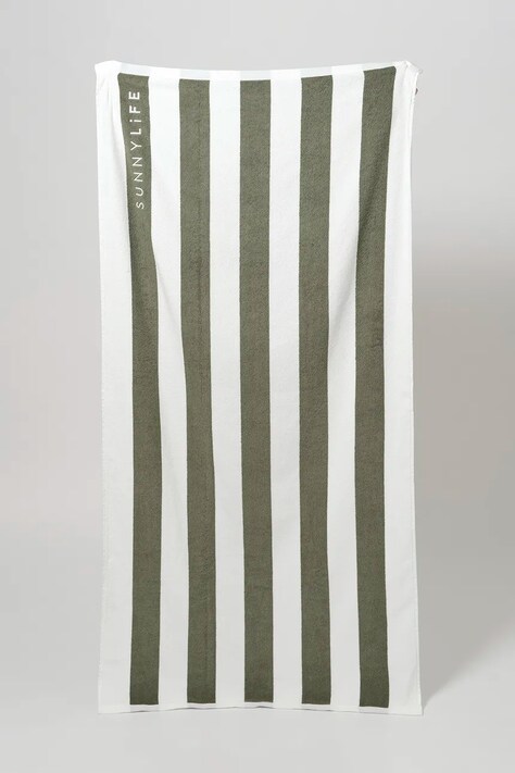 Πετσέτα παραλίας SunnyLife The Vacay Olive Stripe χρώμα: πράσινο