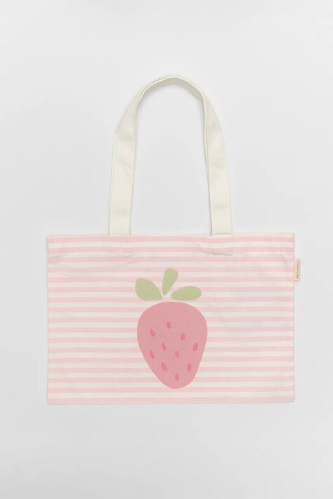 Τσάντα παραλίας SunnyLife Strawberry Sunshine Pink Stripe χρώμα: ροζ