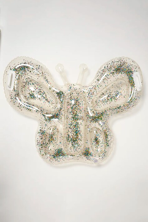 Φουσκωτό παιδικό στρώμα κολύμβησης SunnyLife Butterfly Cotton Candy Glitter χρώμα: διάφανο