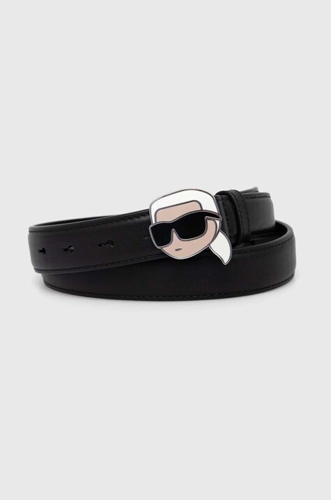 Δερμάτινη ζώνη Karl Lagerfeld χρώμα: μαύρο, 245W3103