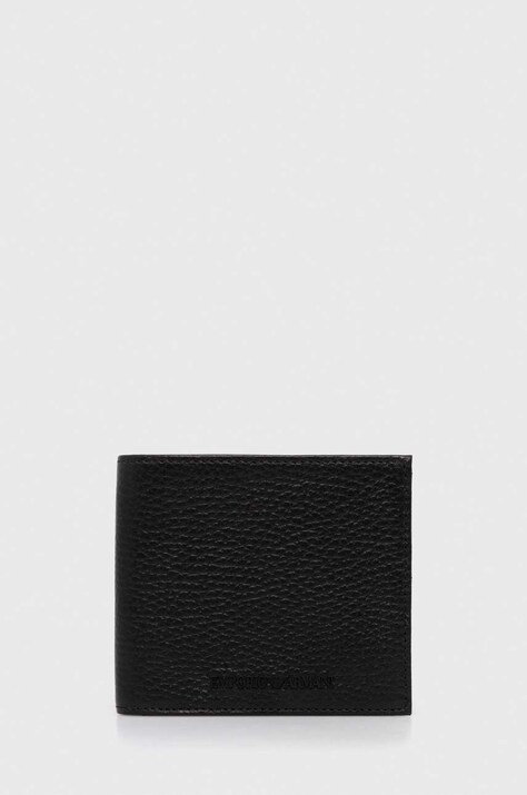Δερμάτινο πορτοφόλι Emporio Armani ανδρικά, χρώμα: μαύρο