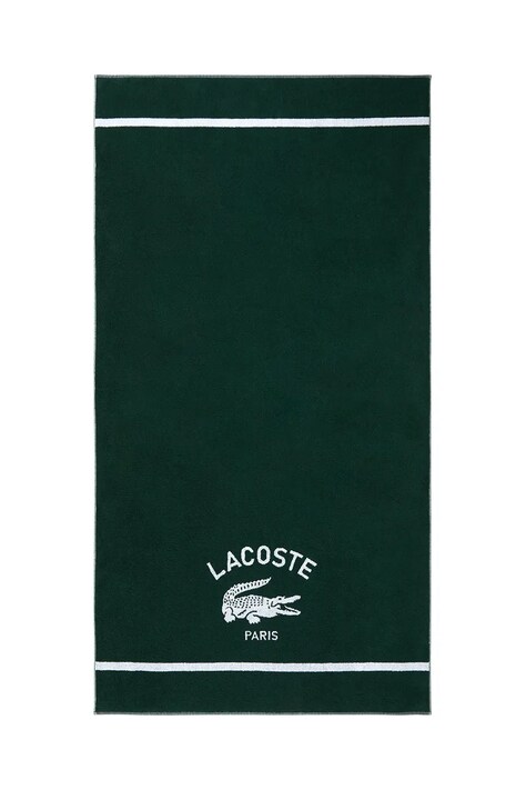 Βαμβακερή πετσέτα θαλάσσης Lacoste LORIGINE Vert 90 x 160 cm χρώμα: πράσινο
