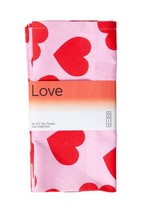 Σετ πετσέτες κουζίνας Love 2-pack χρώμα: ροζ
