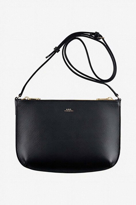 Δερμάτινη τσάντα A.P.C. Sac Sarah PXBJQ-F61404 BLACK χρώμα: μαύρο
