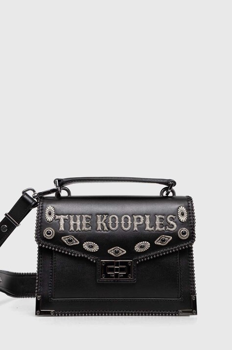 Δερμάτινη τσάντα The Kooples χρώμα: μαύρο
