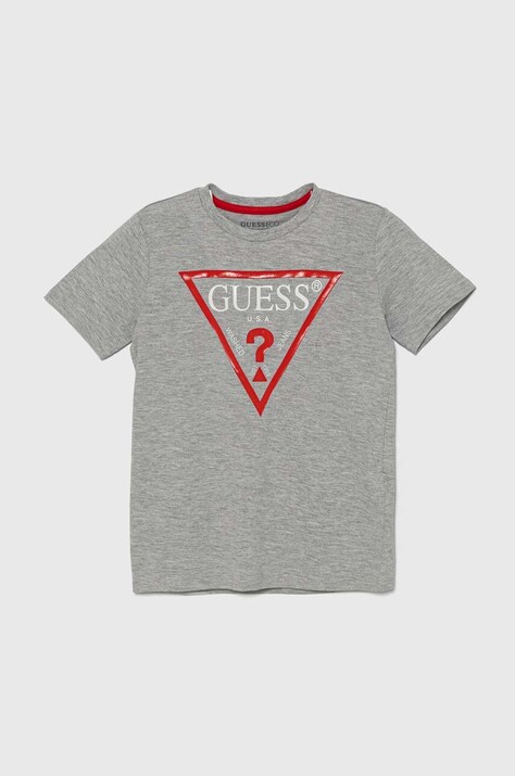 Παιδικό βαμβακερό μπλουζάκι Guess χρώμα: γκρι, L73I55 K8HM0