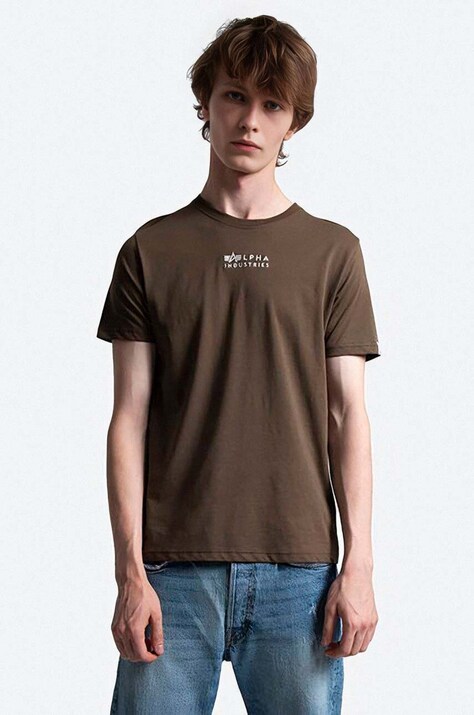 Βαμβακερό μπλουζάκι Alpha Industries χρώμα πράσινο 118529.629