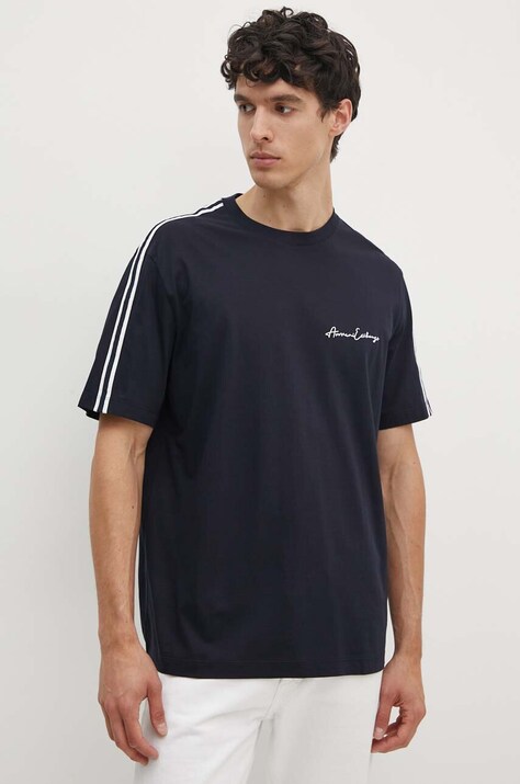 Βαμβακερό μπλουζάκι Armani Exchange ανδρικό, χρώμα: ναυτικό μπλε, 8NZTSG ZJ9AZ