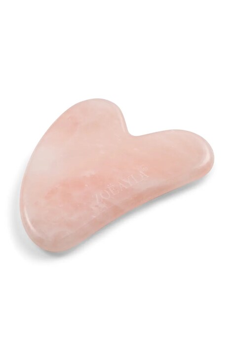 Πλάκα μασάζ προσώπου Zoë Ayla Rose Quartz Gua Sha χρώμα: ροζ, 0