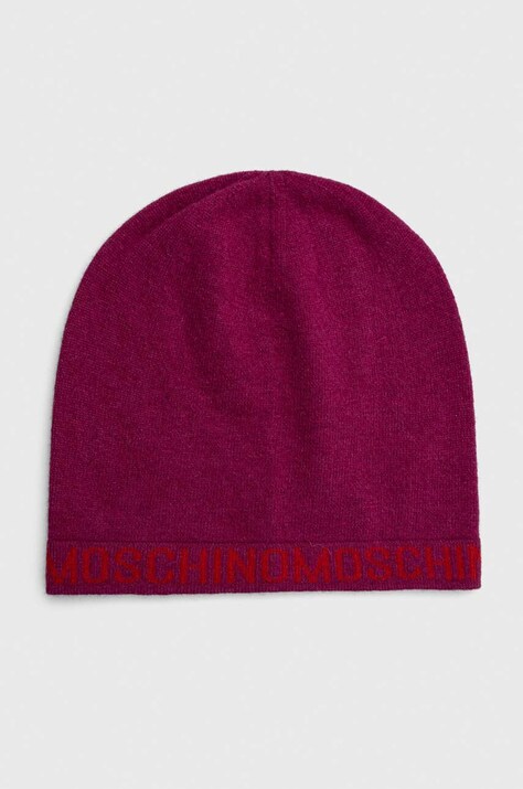 Μάλλινο σκουφί Moschino χρώμα: μοβ