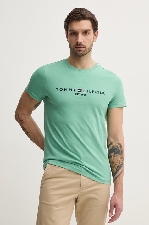 Βαμβακερό μπλουζάκι Tommy Hilfiger ανδρικό, χρώμα: μπλε, MW0MW11797