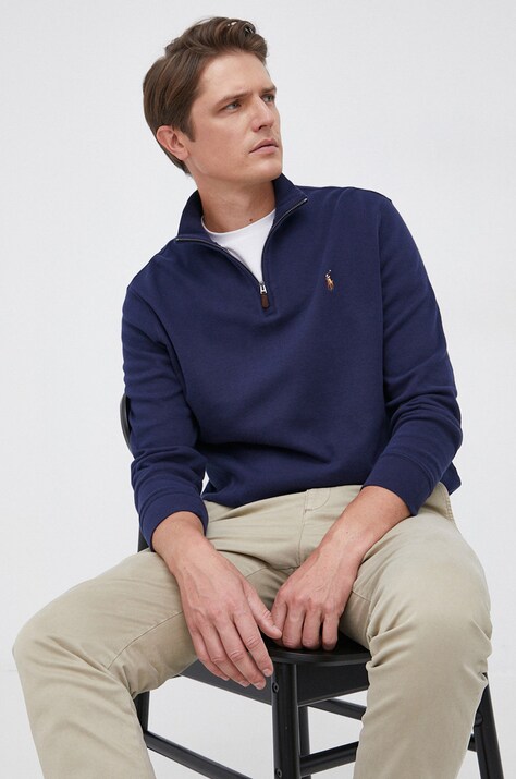 Βαμβακερό πουλόβερ Polo Ralph Lauren ανδρικό, χρώμα: ναυτικό μπλε