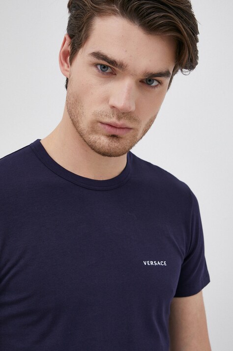 Μπλουζάκι Versace (2-pack) ανδρικό, χρώμα: ναυτικό μπλε