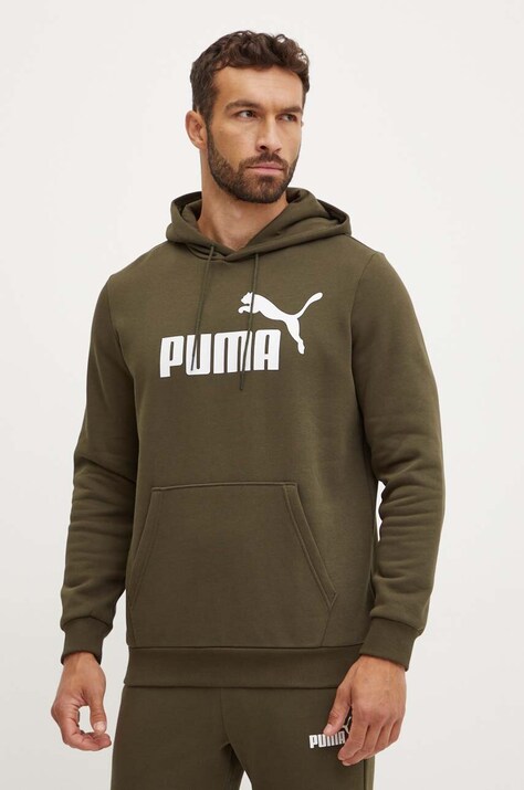 Μπλούζα Puma χρώμα: πράσινο, με κουκούλα