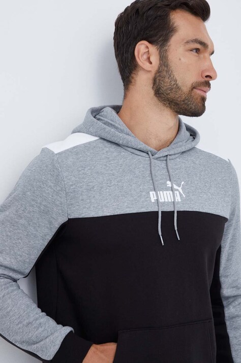 Μπλούζα Puma χρώμα: γκρι, με κουκούλα