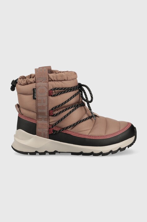 Μπότες χιονιού The North Face WOMEN S THERMOBALL LACE UP WP χρώμα: καφέ