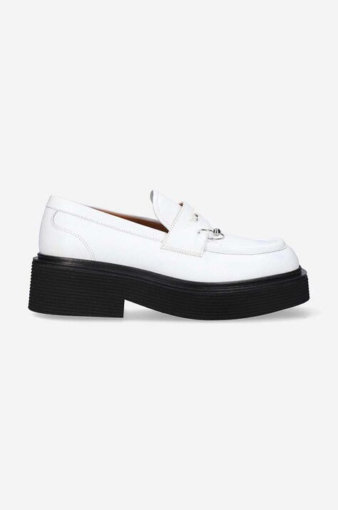 Δερμάτινα μοκασίνια Marni Moccasin Shoe χρώμα: άσπρο