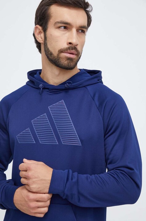 Φούτερ προπόνησης adidas Performance χρώμα: ναυτικό μπλε, με κουκούλα