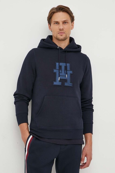 Μπλούζα Tommy Hilfiger χρώμα: ναυτικό μπλε, με κουκούλα
