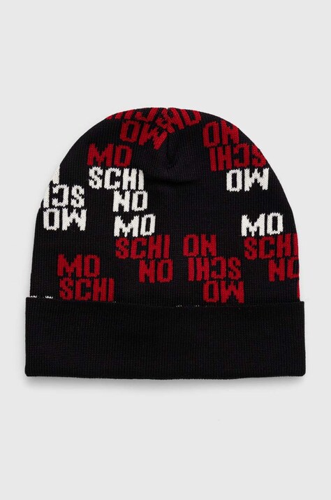 Μάλλινο σκουφί Moschino χρώμα: μαύρο