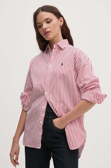 Βαμβακερό πουκάμισο Polo Ralph Lauren χρώμα: άσπρο
