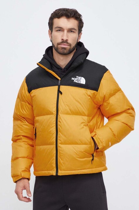 Μπουφάν με επένδυση από πούπουλα The North Face ανδρικό, χρώμα: κίτρινο