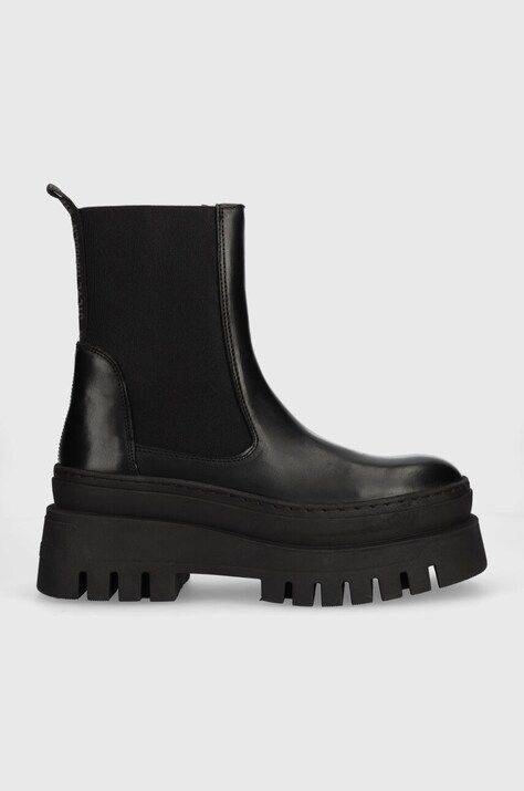 Δερμάτινες μπότες τσέλσι Steve Madden Cassandra γυναικείες, χρώμα: μαύρο, SM11002679