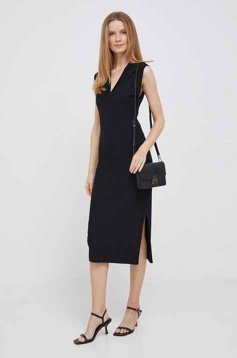 Φόρεμα DKNY χρώμα: μαύρο
