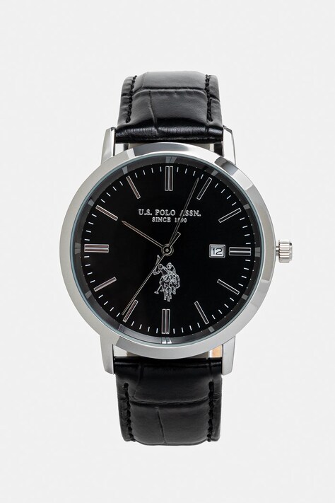 Ρολόι U.S. Polo Assn. OLIVER χρώμα: μαύρο, USP4802BK