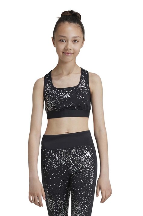 Παιδικό αθλητικό σουτιέν adidas JG PWR GL BRA χρώμα: μαύρο, IW3281