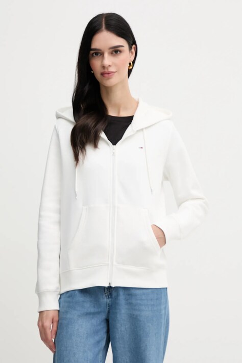 Μπλούζα Tommy Jeans χρώμα: ροζ, με κουκούλα, DW0DW19729