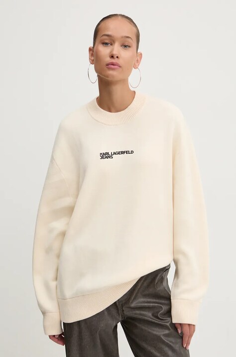 Βαμβακερό πουλόβερ Karl Lagerfeld Jeans χρώμα: μπεζ, 245J2000
