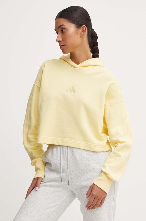 Μπλούζα adidas All SZN χρώμα: κίτρινο, με κουκούλα, IY6853