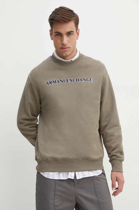 Βαμβακερή μπλούζα Armani Exchange χρώμα: μπεζ, 6DZMBA ZJADZ