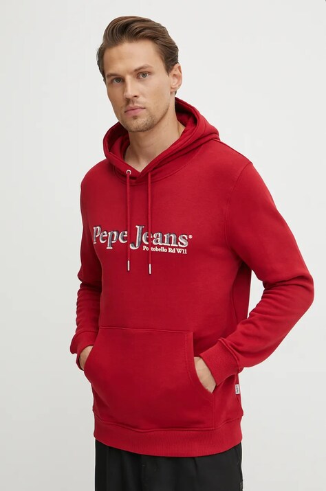 Βαμβακερή μπλούζα Pepe Jeans SOMERS HOODIE χρώμα: κόκκινο, με κουκούλα, PM582728