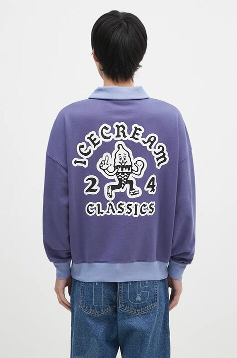 Βαμβακερή μπλούζα ICECREAM Cone Man Quarter Zip χρώμα: μοβ, IC24332