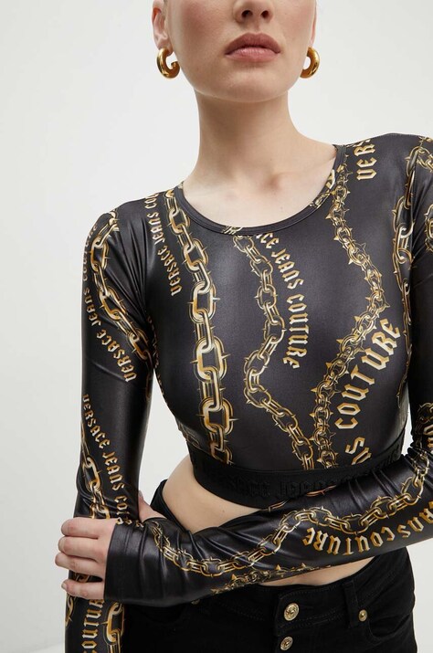 Longsleeve Versace Jeans Couture χρώμα: μαύρο, 77HAH218 JS417