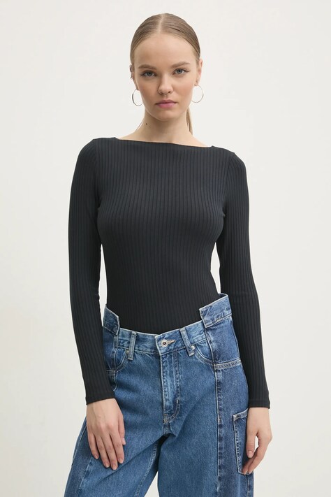 Longsleeve Abercrombie & Fitch χρώμα: μαύρο, KI139-4606