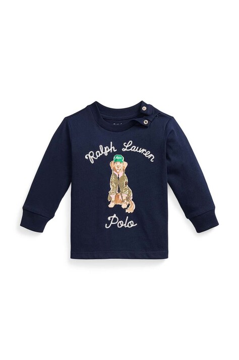 Βρεφικό βαμβακερό μακρυμάνικο Polo Ralph Lauren χρώμα: ναυτικό μπλε, 320953576001