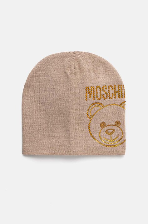 Μάλλινο σκουφί Moschino χρώμα: μπεζ, M3159 65331